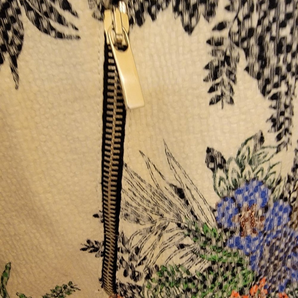 Zara Basic Bomber Jacket, White With Multicolor F… - image 6